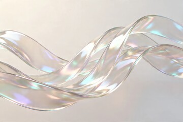 Naklejka premium Pearlescent resin ribbons on pale background, premium abstract texture 