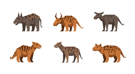 Fototapeta premium Group of Different Extinct Mammals Standing.