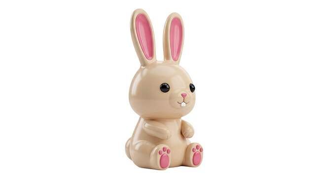 Cute beige and pink cartoon rabbit figurine