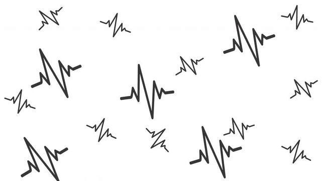 Seamless heartbeat ECG line doodle pattern with continuous pulse waves, ideal for backgrounds, websites, healthcare themes, and medical design.