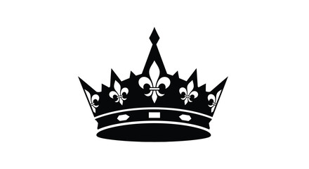 A black silhouette of an ornate royal crown with fleur de lis © msunny93