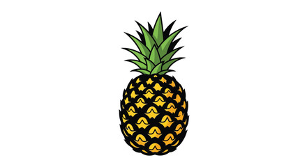 A colorful illustration of a ripe pineapple with detailed texture © msunny93