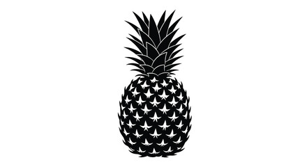 Stylized black silhouette of a pineapple with detailed textured skin © msunny93