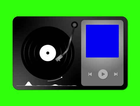 Reproductor de Audio Vinilo Pantalla Verde