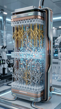 Nano Creator Ger&auml;t Energiespeicher Akku Reaktor surreal Futuristischer Nanospeicher Energieerzeuger im Forschungslabor
