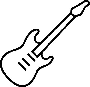 Electric guitar silhouette line drawing.
