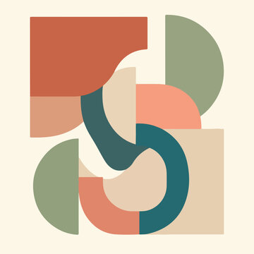 A colorful abstract composition of interlocking shapes