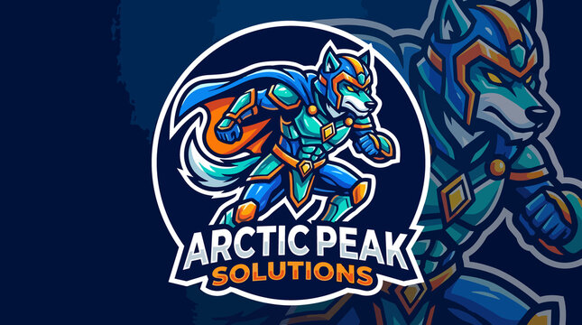 Arctic Peak Solutions Logo Emblem Featuring Wolf Mascot.