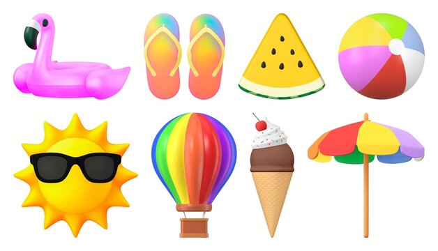 Colorful summer fun icons