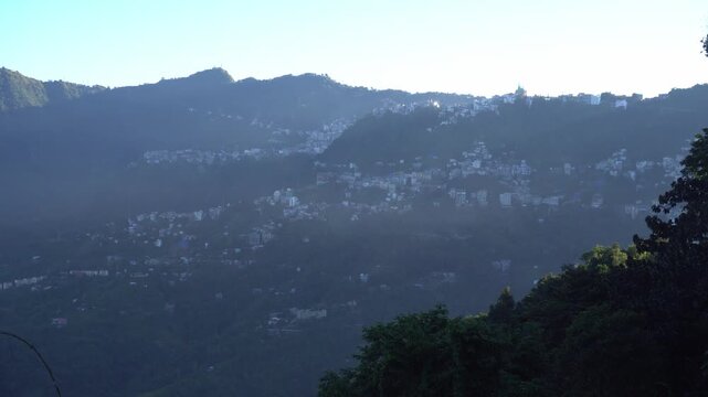 Concrete houses built on mountain slopes in Mizoram