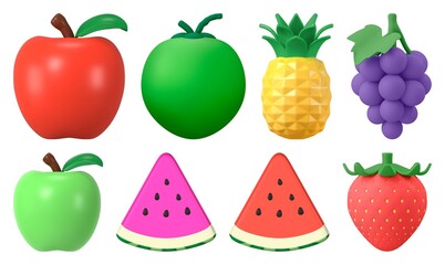 Fototapeta premium Colorful 3D fruit icons