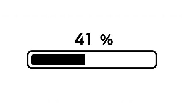 Progress bar loading animation on white background showing percentage increase from eight to ninety one percent