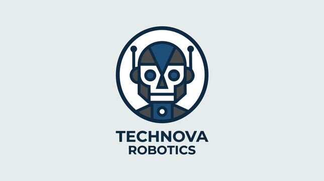 TechNova Robotics Logo Emblem Design.