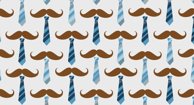 Seamless mustache pattern vector.
