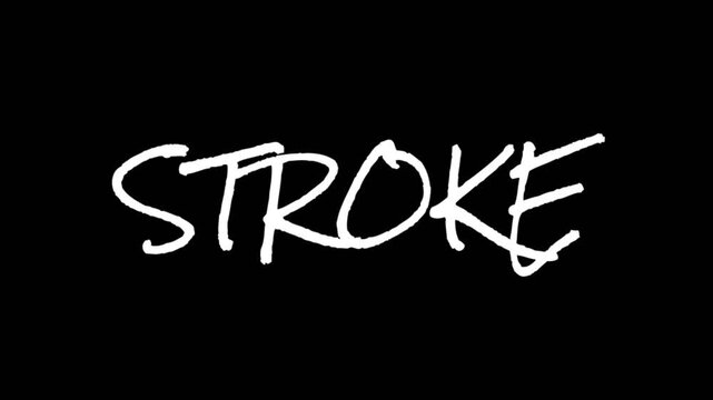 Handdrawn animated word Stroke on a black background, perfect for artistic, creative, calligraphy, and paint themed content.
