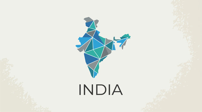 India Mosaic Map Geometric Triangles.