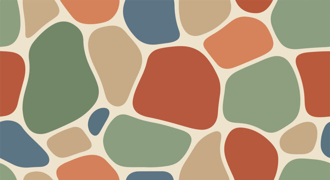 A colorful abstract pattern of irregular shapes