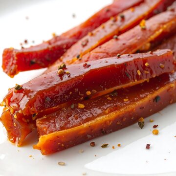 A close-up view of sliced cured meat