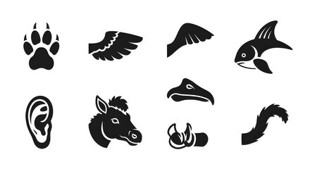 Obraz premium set of black silhouettes of animals
