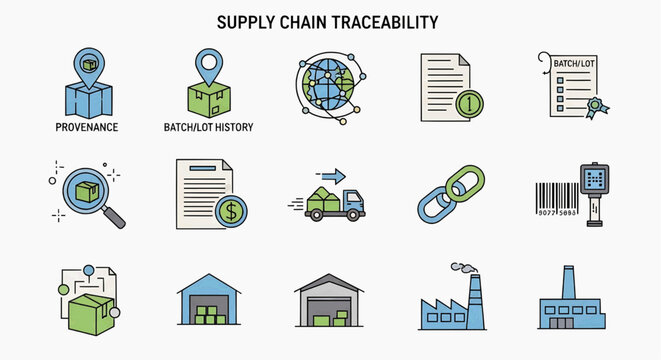 The supply chain traceability system tracks products through manufacturing, logistics, and delivery processes globally.