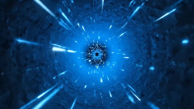 Abstract Blue Light Speed Tunnel of Stars in Deep Space