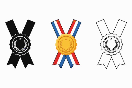 Premium Quality Award Medal with Ribbon and Laurel Wreath