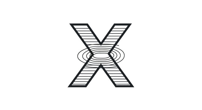 Abstract X Mark Symbol with Concentric Circles