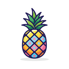 Obraz premium A colorful cartoon pineapple with green leaves (6)