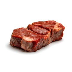 Fototapeta premium Raw beef steak piece with marbling on white background for culinary and cooking use