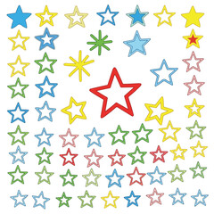 Obraz premium A colorful arrangement of stars on a white background