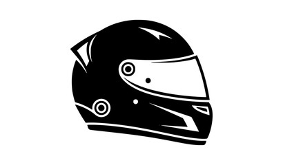 Fototapeta premium Race helmet icon vector black silhouette motorsport gear isolated on white