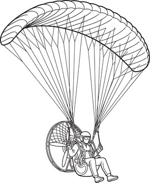person paragliding with paramotor vector illustration flat design