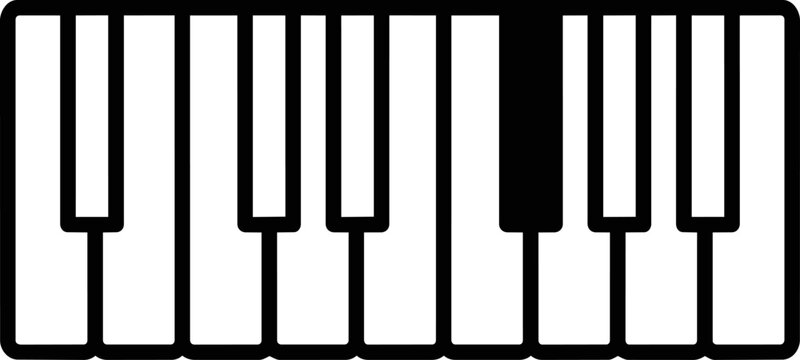 Piano Keyboard Keys Close Up On Black White.