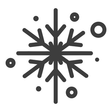 Snowflake design with circles on white background icon