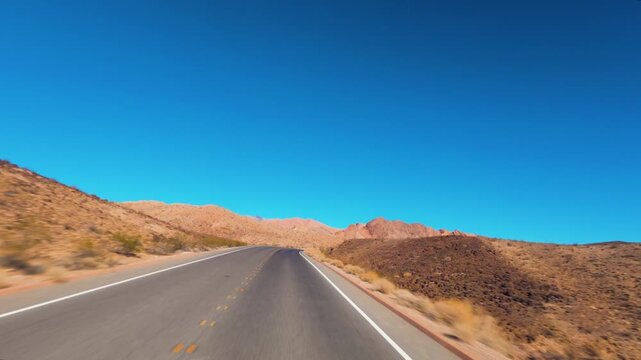 Driving Lake Mead National Recreation Area, Nevada Desert Road, POV