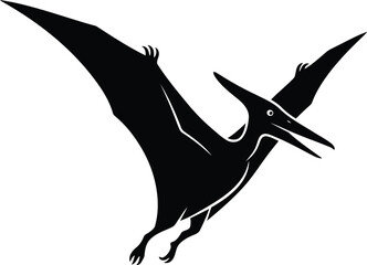 flying pterodactyl silhouette with white background © SAIF820