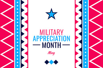 Fototapeta premium Military Appreciation Month patriotic graphic honoring service members in May.
