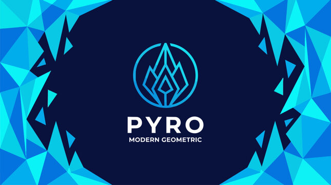 Pyro geometric blue logo emblem design.