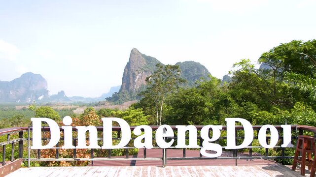 Scenic View of Limestone Mountains from Din Daeng Doi Terrace in Krabi