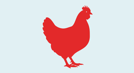 Red Rooster Silhouette Side View Portrait. © Bakul