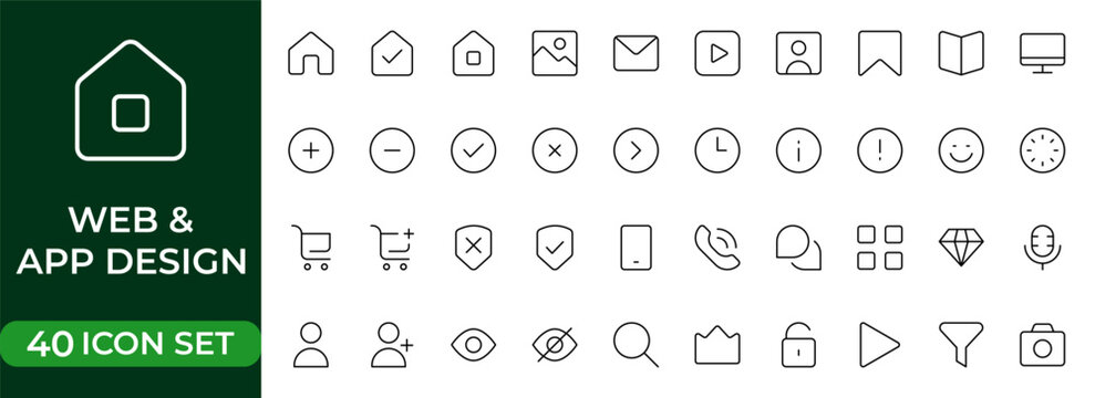 Web and App Design Line Icon Set for UI UX, Wireframe, Prototyping, Interface Development, Mobile Apps and Website Design Outline Vector Collection