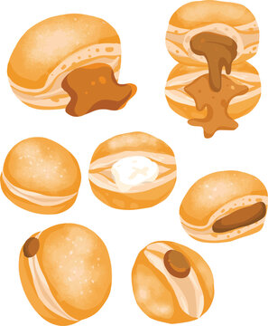 Bomboloni Donut Hand Drawn Vector