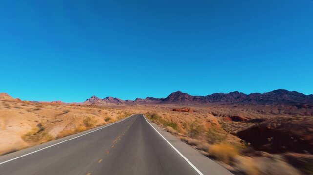 Driving Lake Mead National Recreation Area, Nevada Desert Road, POV