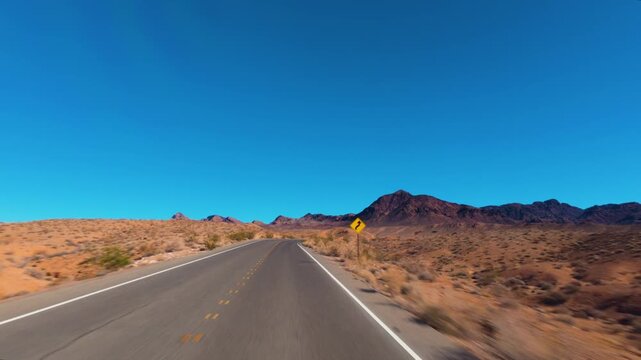 Driving Lake Mead National Recreation Area, Nevada Desert Road, POV