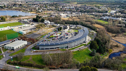 Drone shot of the South West College Erne Campus College Enniskillen Campus Co Fermanagh N Ireland © Peter Steele