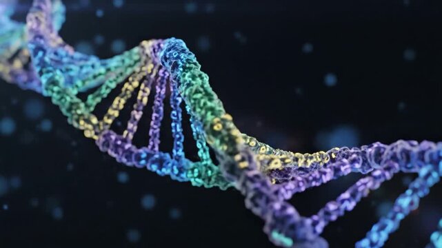 Abstract DNA Helix Structure Animation with Colorful Glow.