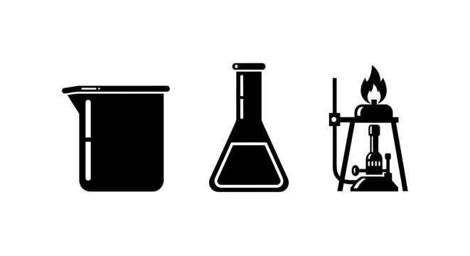 Laboratory Equipment: Beaker, Flask, and Bunsen Burner