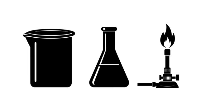 Laboratory Equipment: Beaker, Flask, and Bunsen Burner - Science and Chemistry