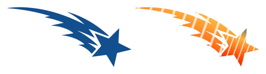 Bright shooting stars in blue and orange streaks across a white background. © NATASA.52