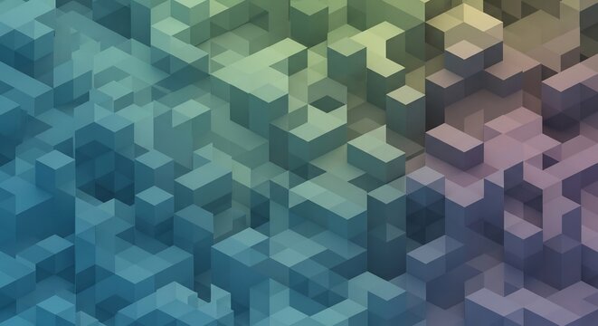 Abstract background of colorful isometric 3D geometric cubes and blocks.